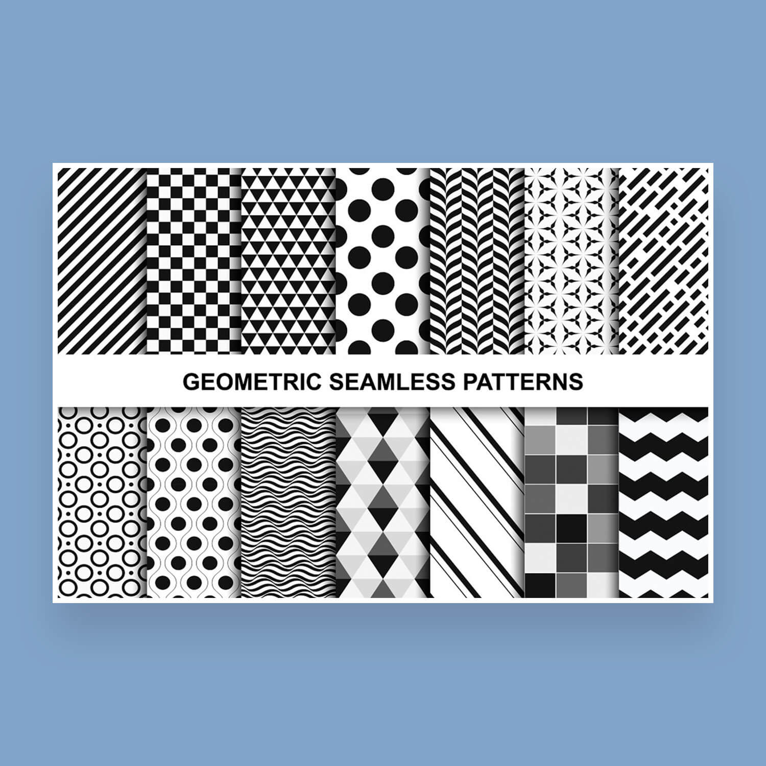 All seamless geometric patterns from this product are represented.