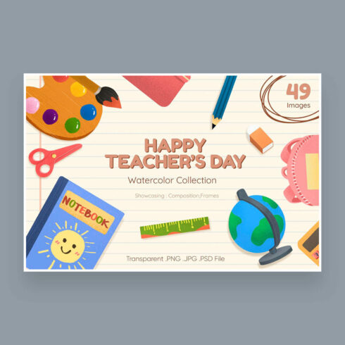 Happy teachers day illustration on gray background.