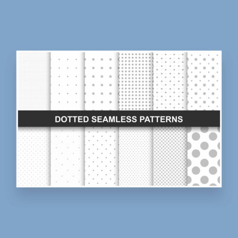 Set of fourteen dotted seamless patterns in the form of circles and dots.