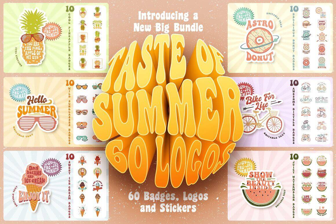 Introducing a new big bundle taste of summer 60 logos.
