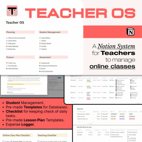 Teacher OS, a Notion System for Teachers to manage online classes.