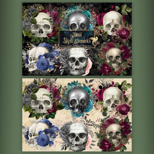 floral skull elements.