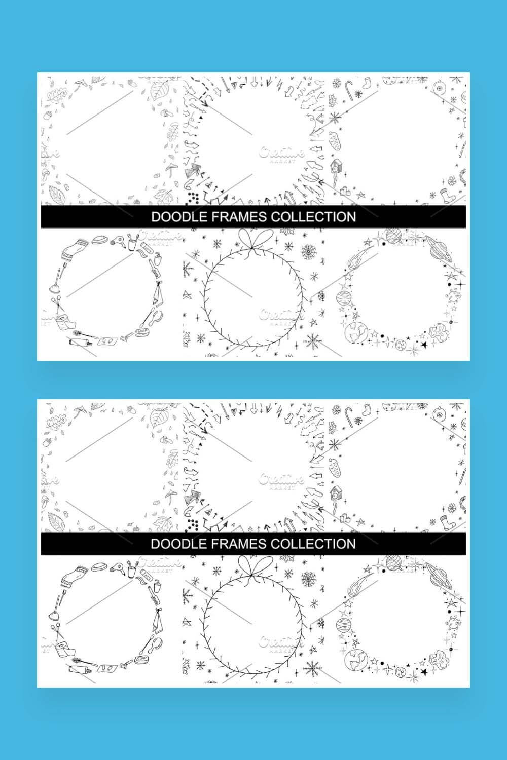 Two drawings with doodle frame collection.