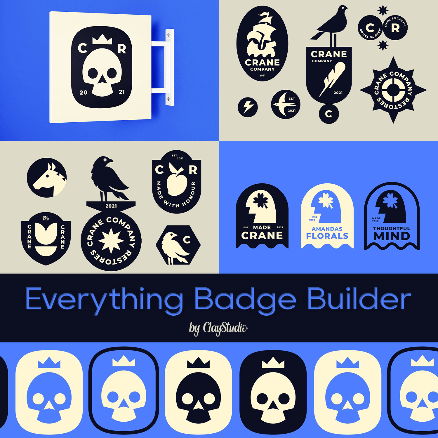 Many slides with different badges.