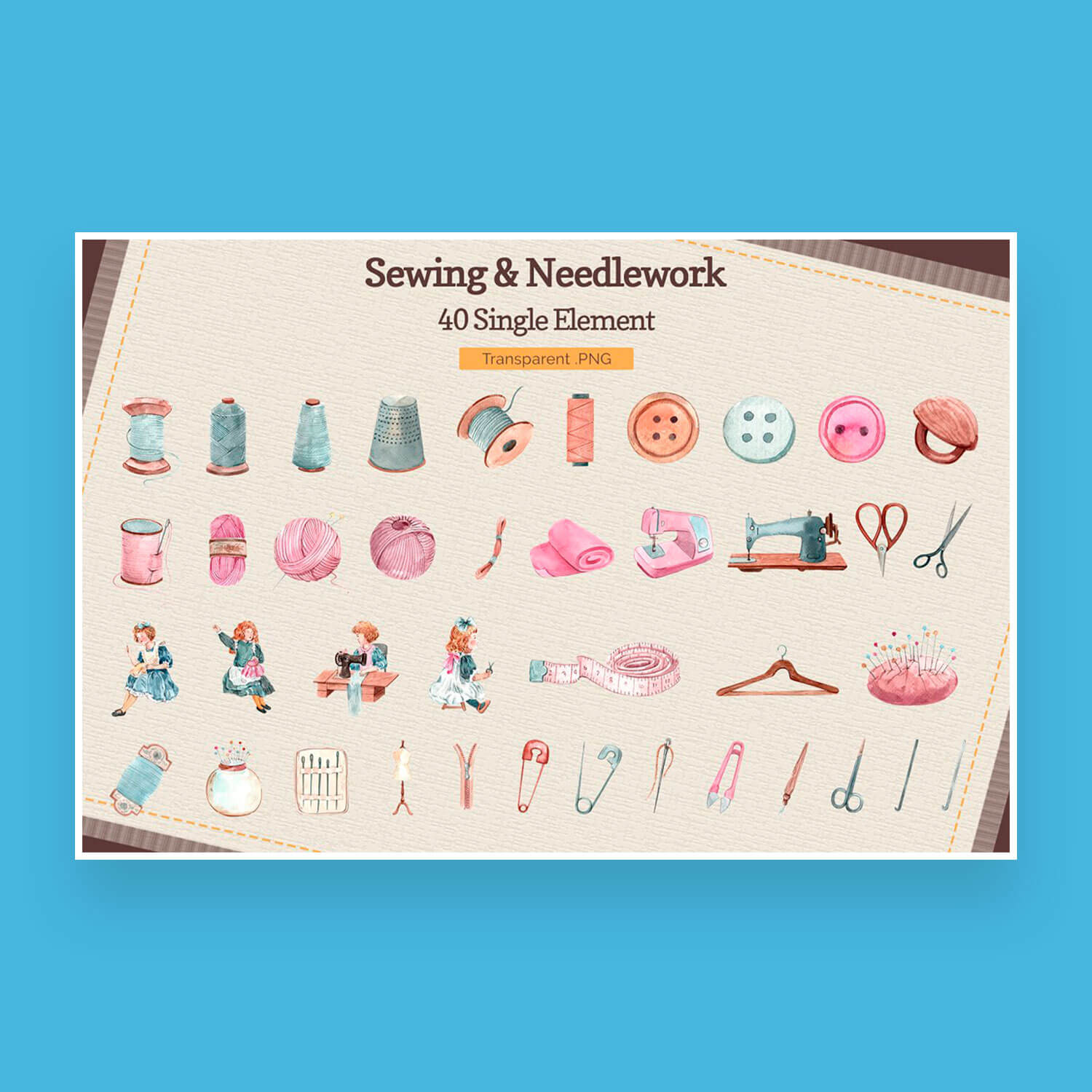 Sewing and Needlework in 40 single element.