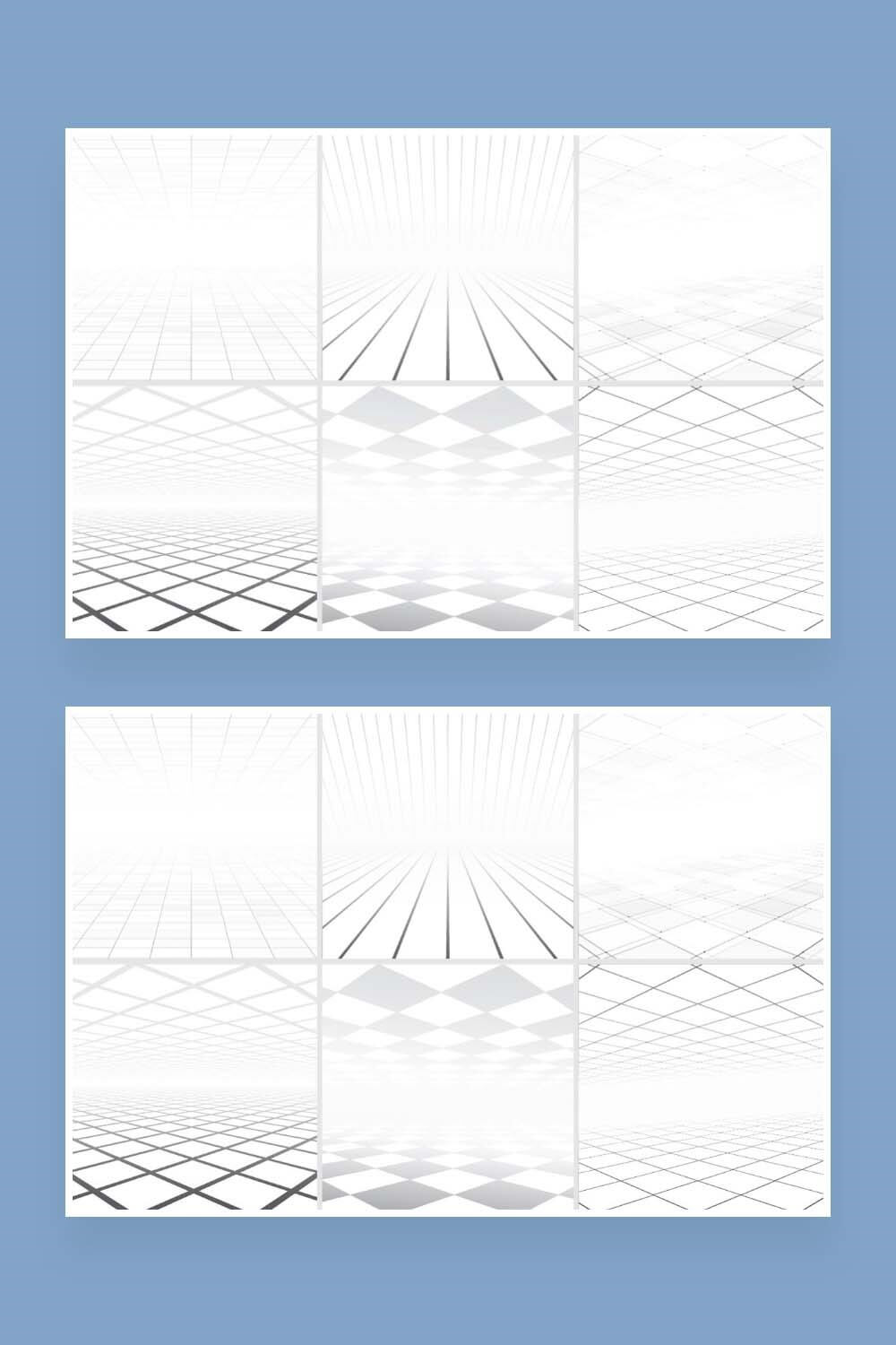 Two pictures with white abstract backgrounds with a blue outline for Pinterest.