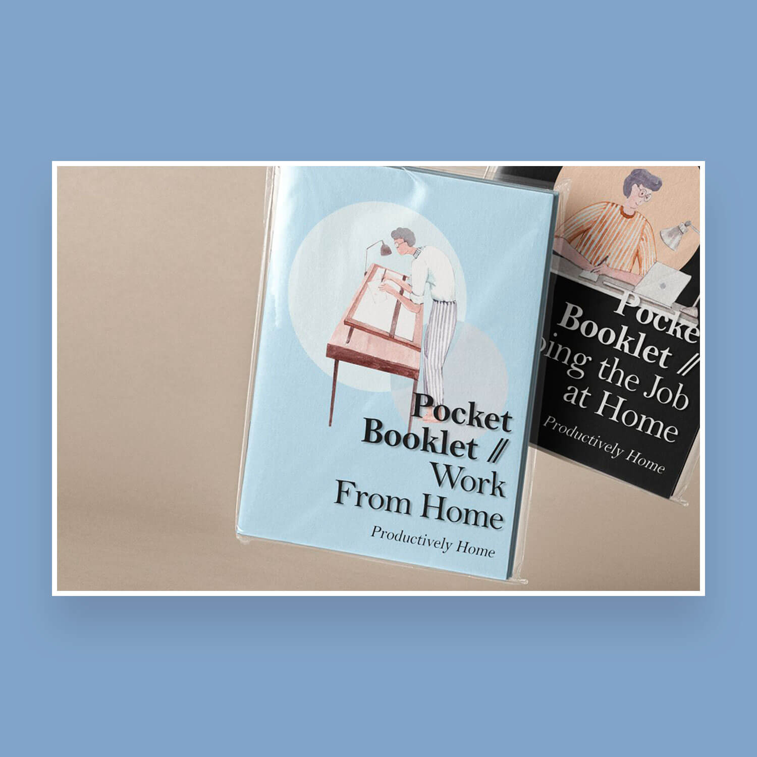 Picture on Beige Background Pocket Booklet, Work from Home, Productively Home.
