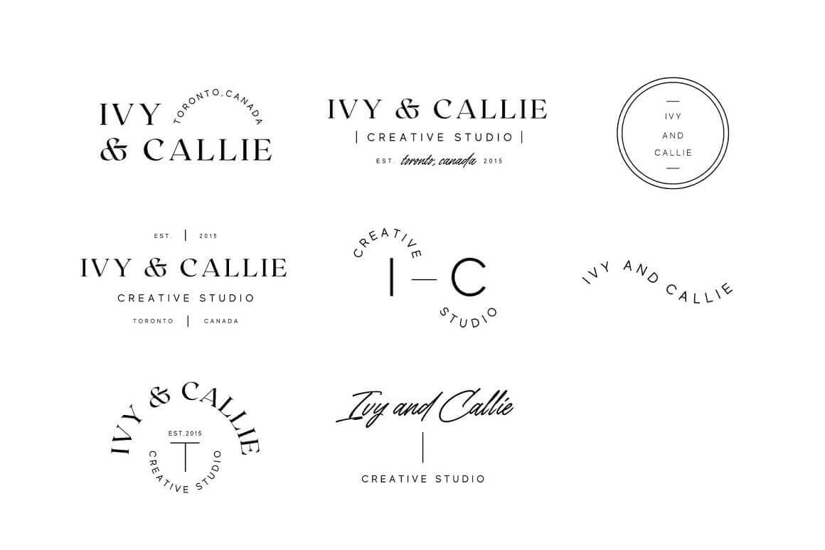 Logos drawn in different fonts, different sizes with words "Ivy and Callie, Toronto, Canada".