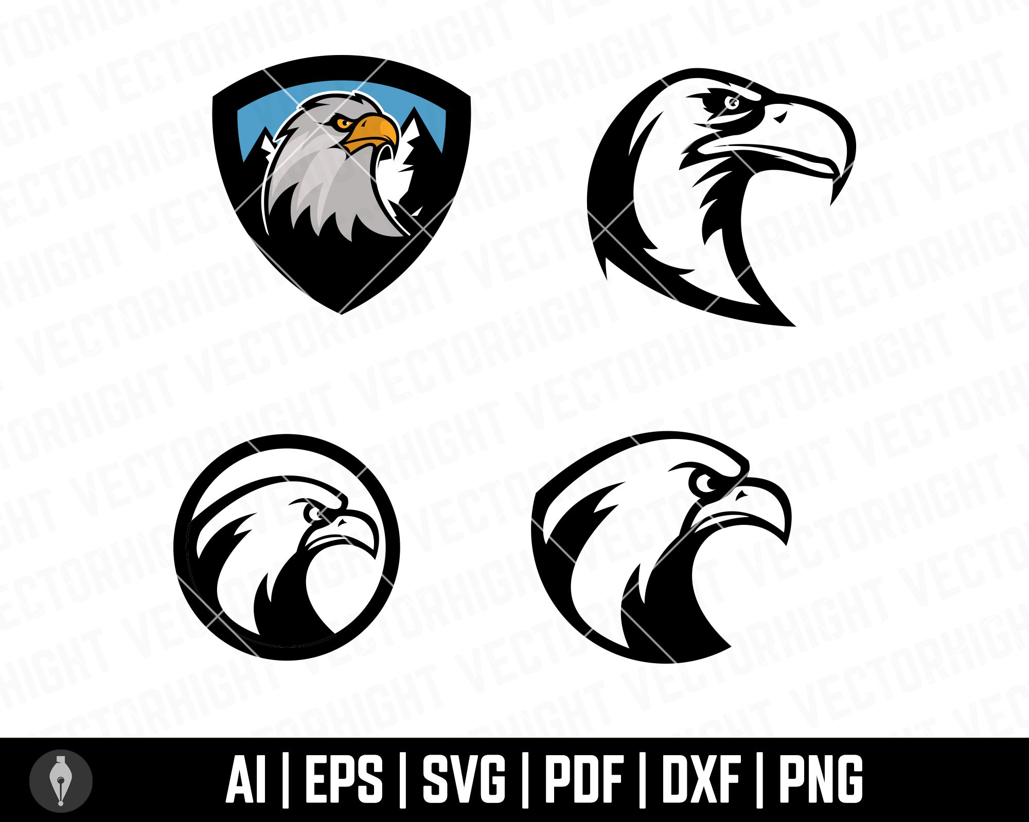 Set of four eagle emblems.