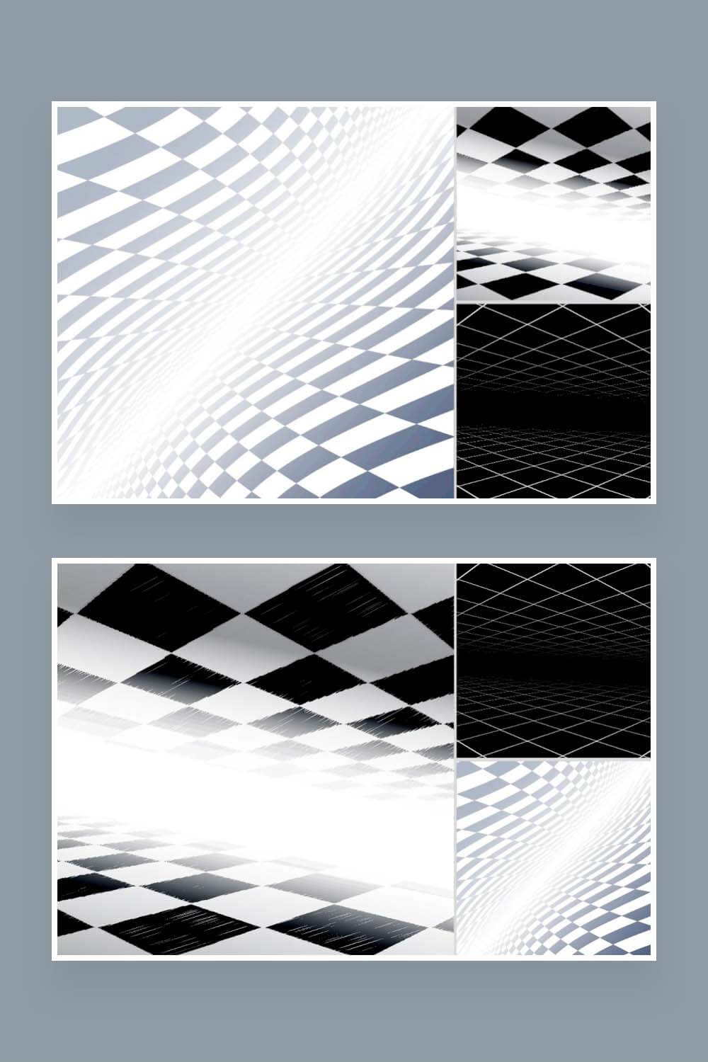 Abstract background with perspective, two pictures for Pinterest on a gray background.