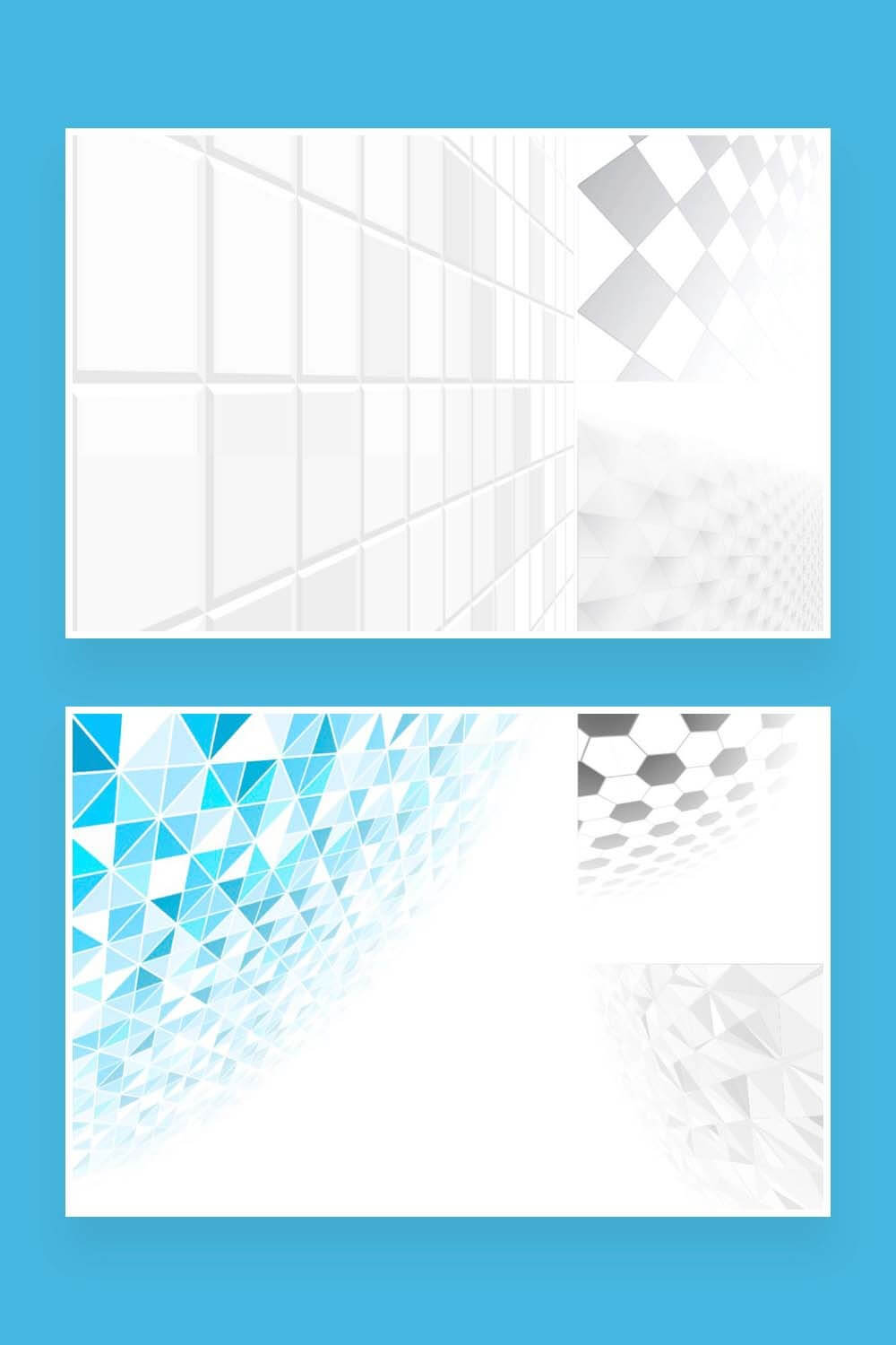 Abstract background with perspective, two pictures three models per one, turquoise background.