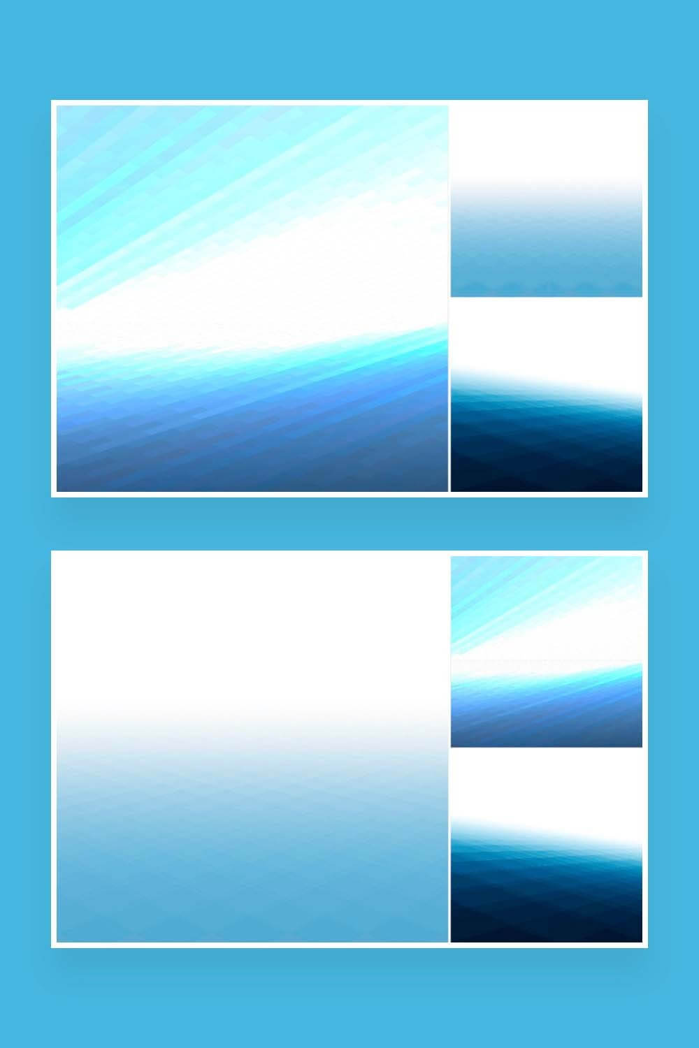 Two pictures in one - abstract backgrounds with blue perspective.