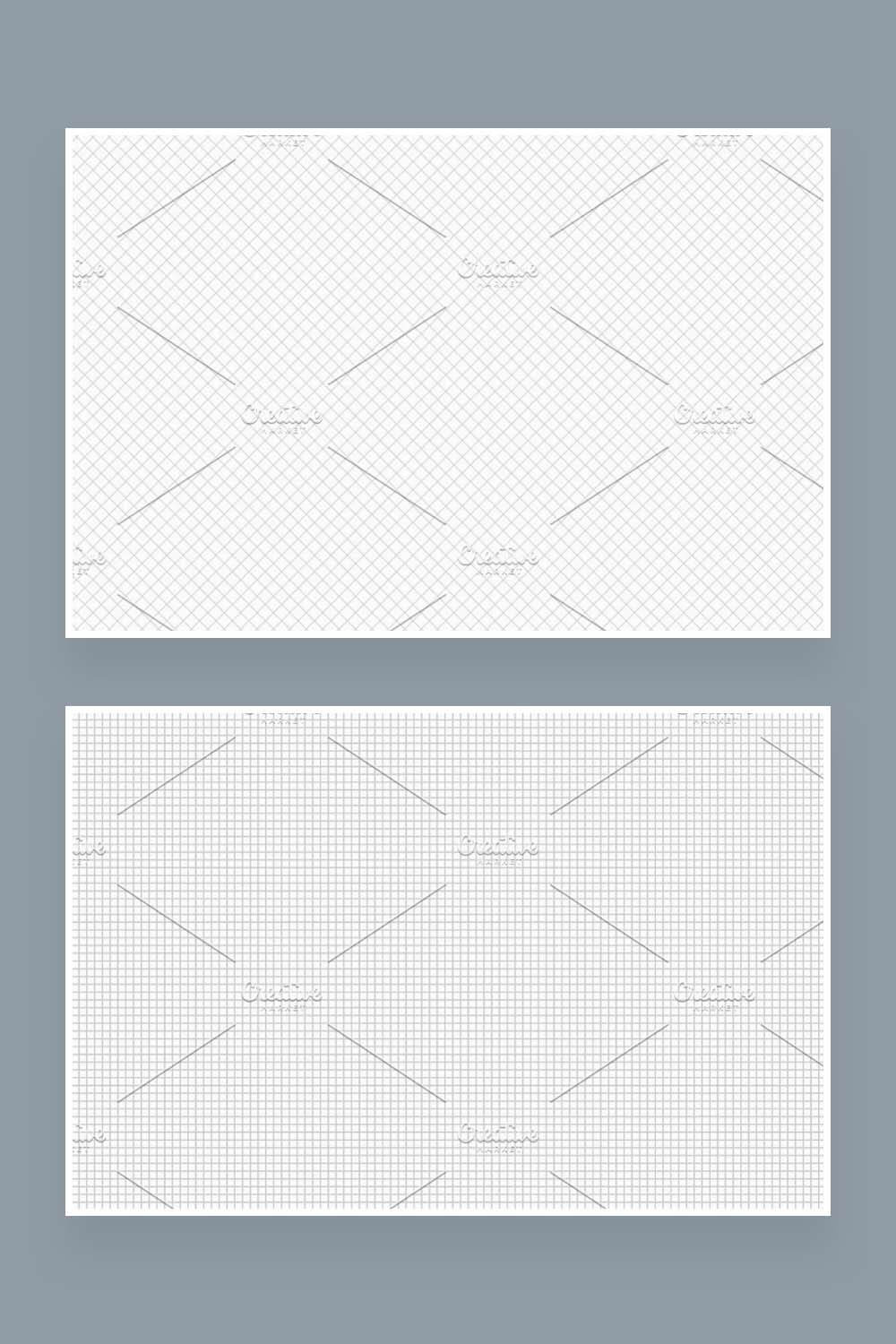 Two models of seamless paper mesh patterns, small rhombuses and small squares.