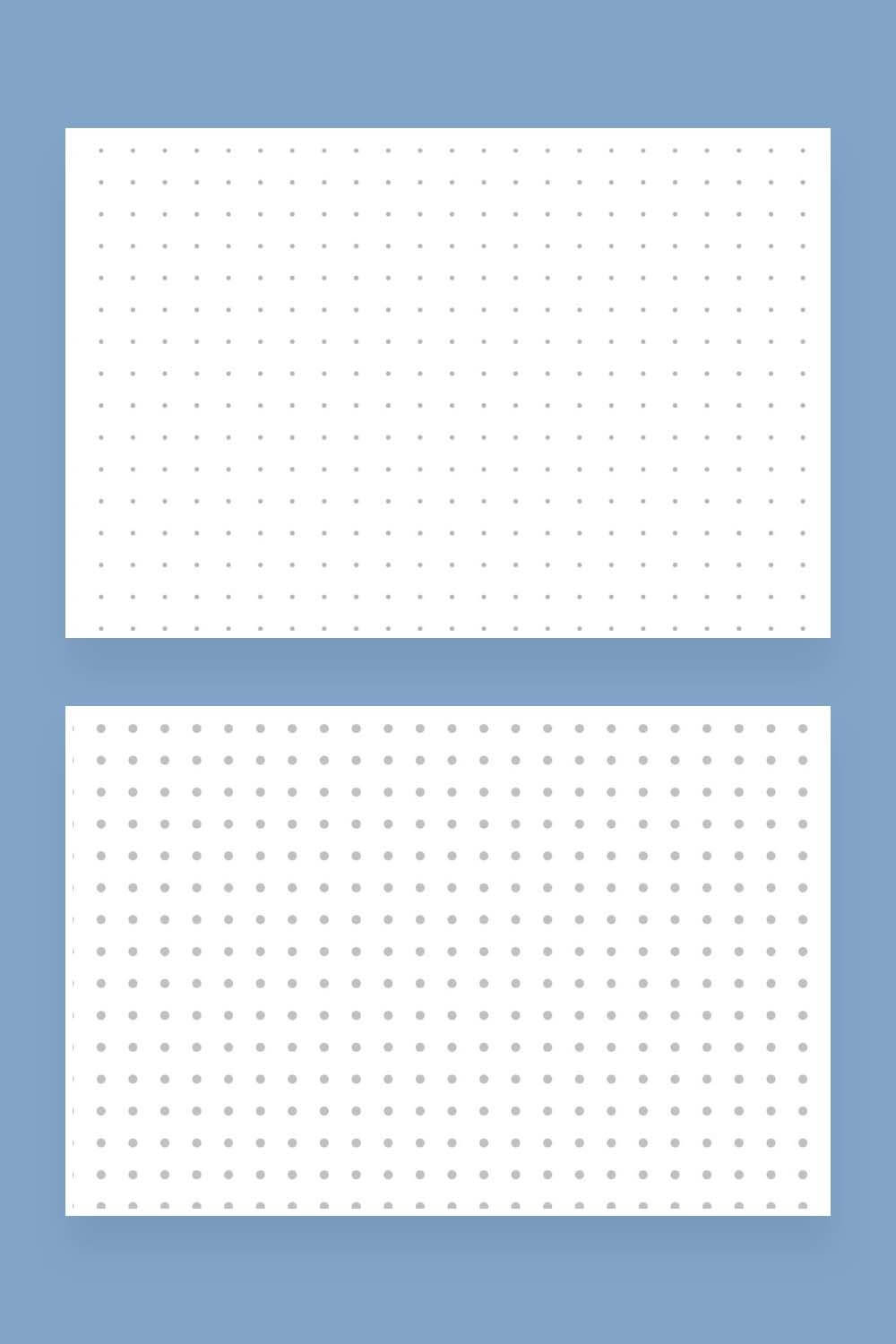 A set of two dotted seamless patterns in the form of bold and small dots, a picture for Pinterest.