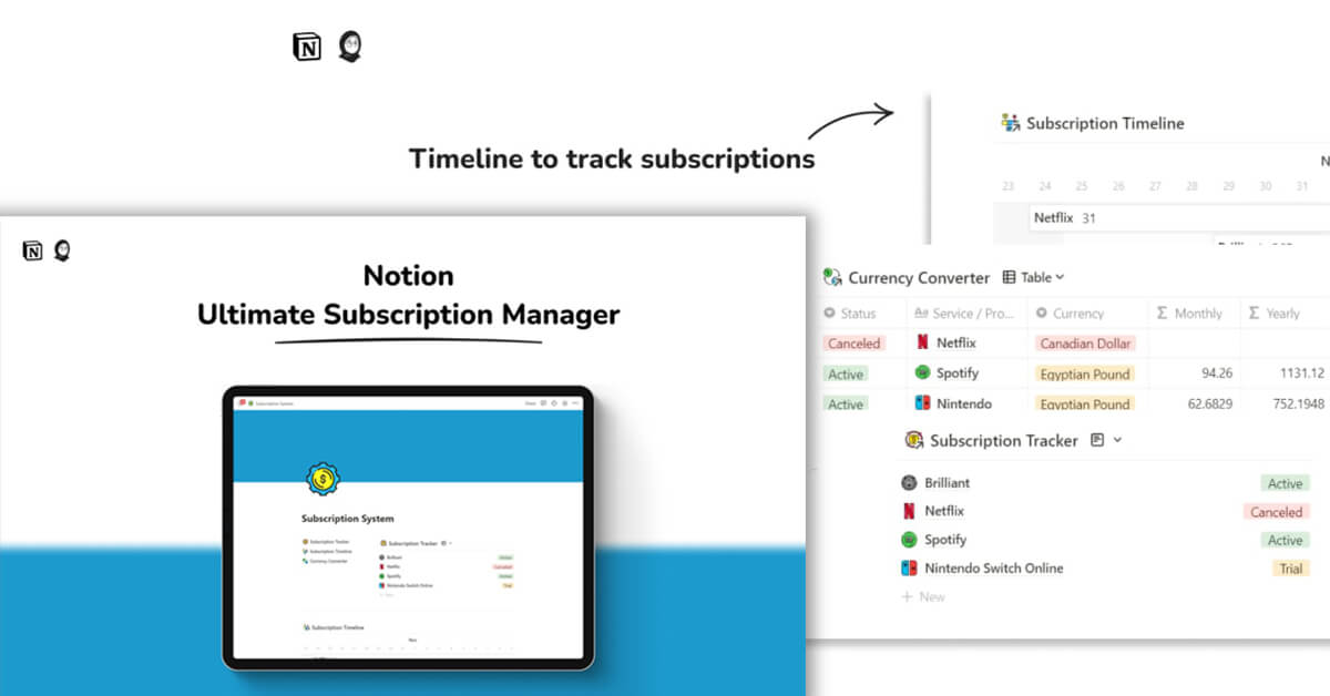 Notion Ultimate Subscription Manager.