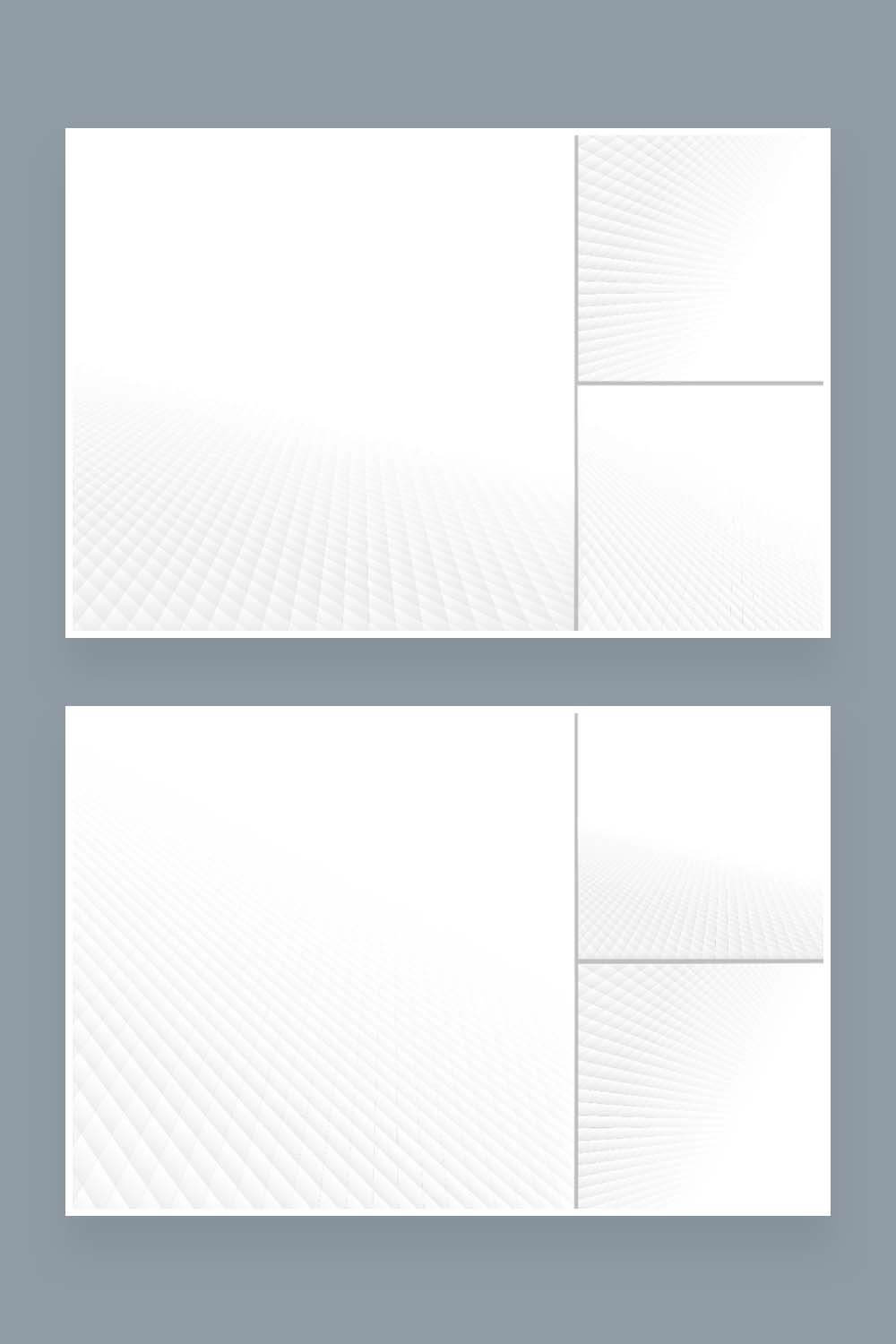White soft abstract background, two pictures each with three patterns.