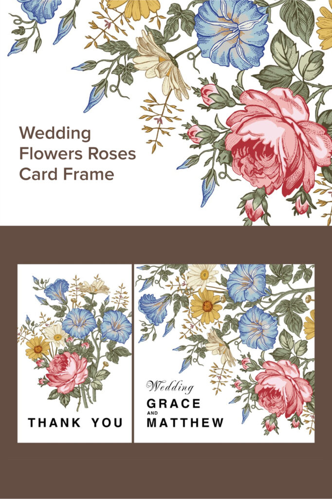 Card Frame With Roses Wedding Flowers Roses Card Frame – MasterBundles