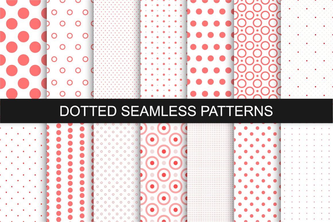 14 dotted seamless patterns. vector set.