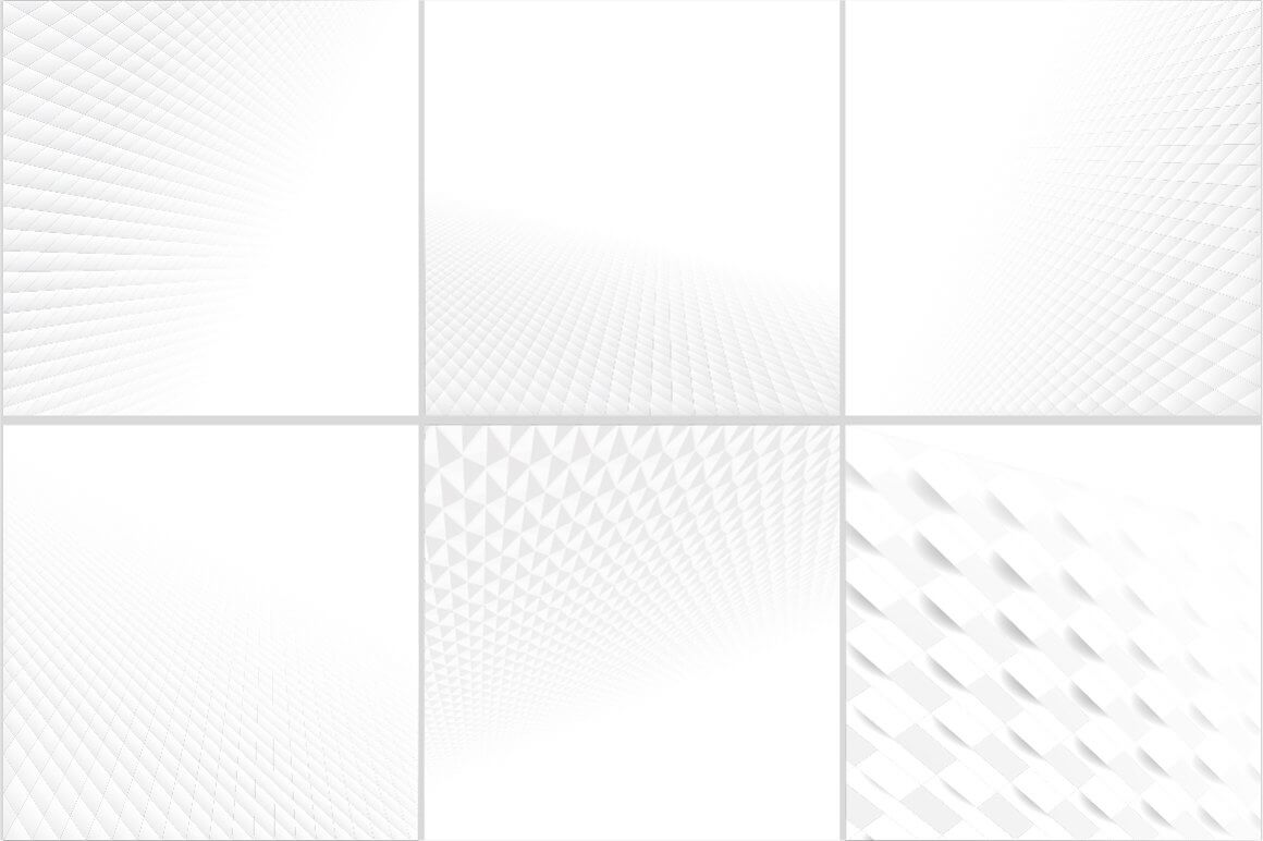 Six patterns of white soft light gray abstract background.