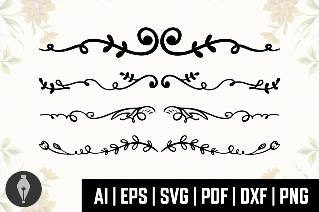 21 Floral Divider Lines Bundle SVG. Flourish Dividers Shapes ...