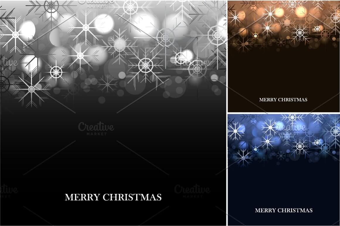 Christmas backgrounds with shades in a different order of silver, gold, blue.
