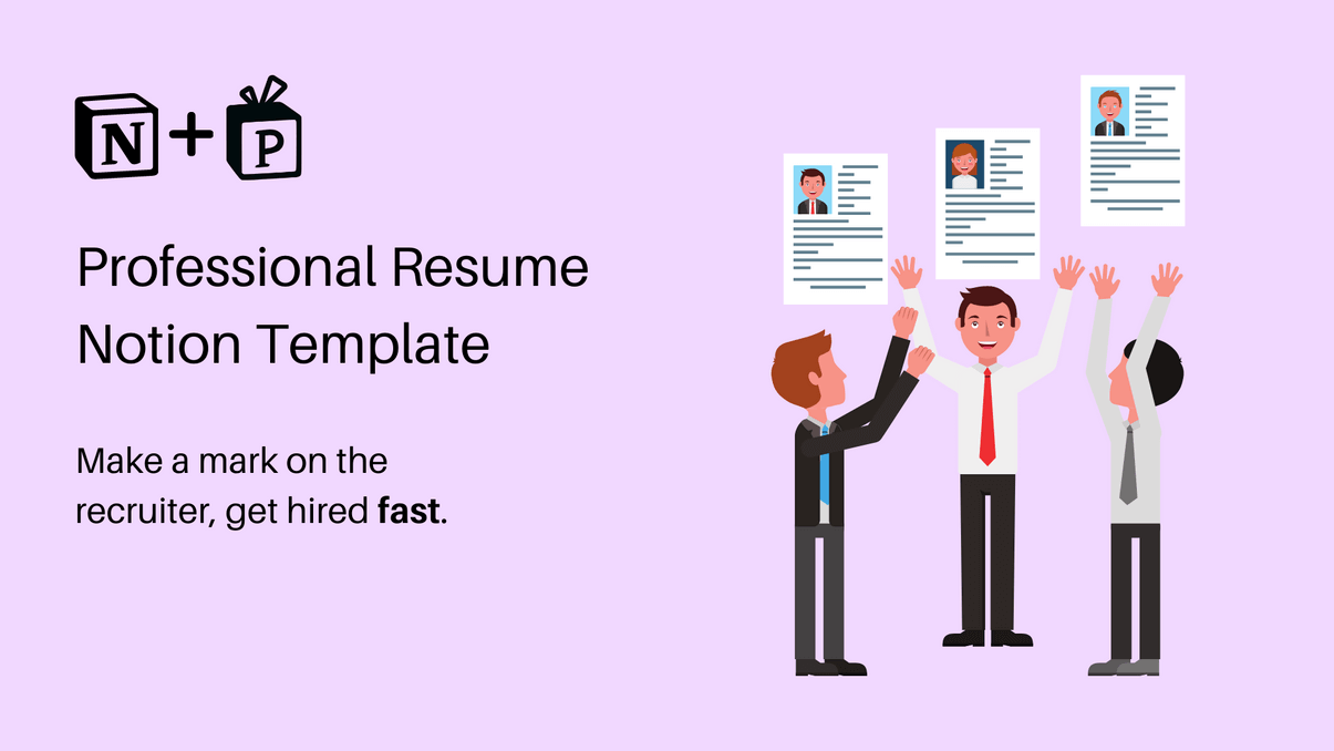N+P, notion professional resume template.