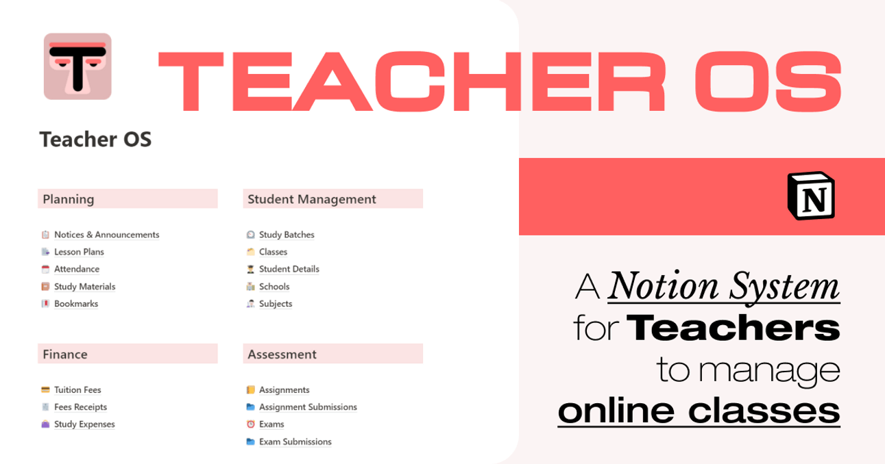 Inscription: Teacher OS, Planning, Student Management, Finance, Assessment.