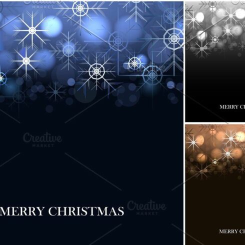Christmas backgrounds, a large blue and two small silver and gold ones.