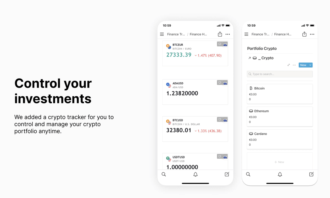 We added a crypto tracker for you to control and manage your crypto portfolio anytime.