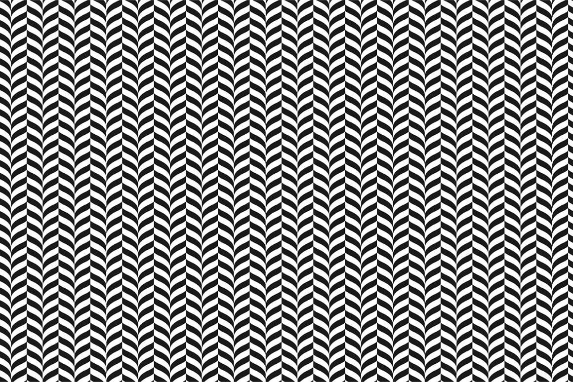 Black and white geometric seamless pattern, curly arrows pointing down.