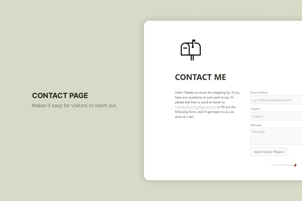 Contact form, makes it easy for visitors to reach out.