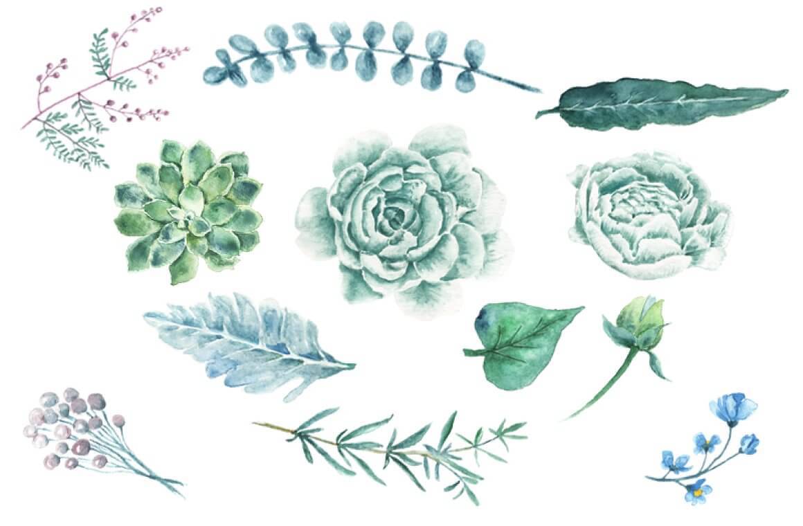 Collage of gray jades with peonies in green.