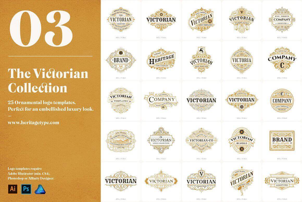 25 the Victorian ornamental collection logo templates.
