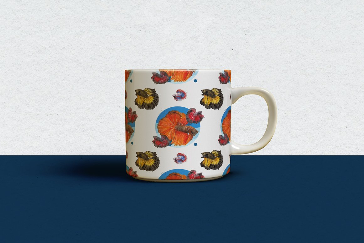 A cool cup with print fish for you.