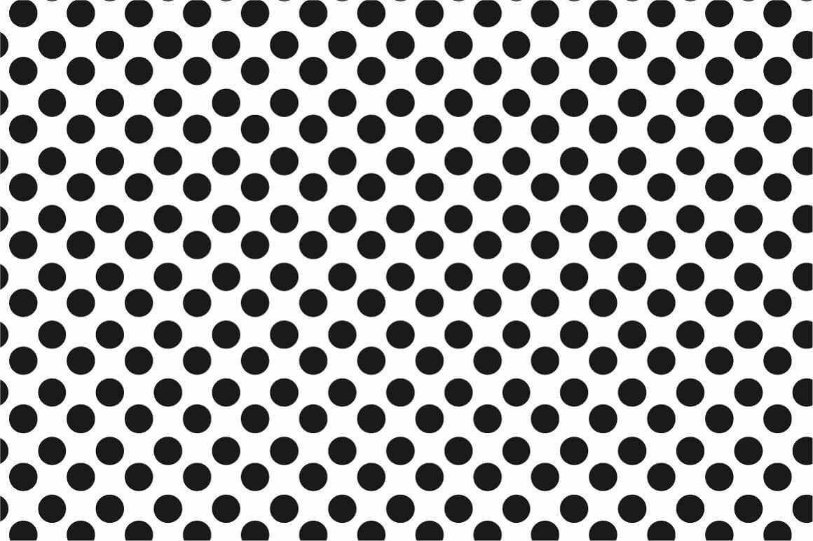 Bold black and white dots of seamless geometric pattern.