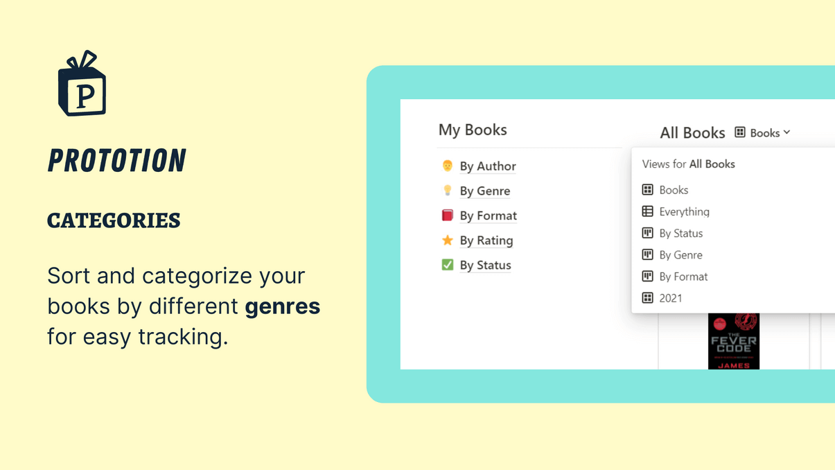 Sort and categorize your books by different genres for easy tracking.