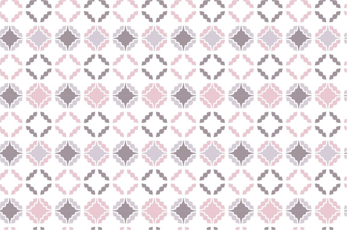 Rounded and diamond shapes ornamental seamless patterns.
