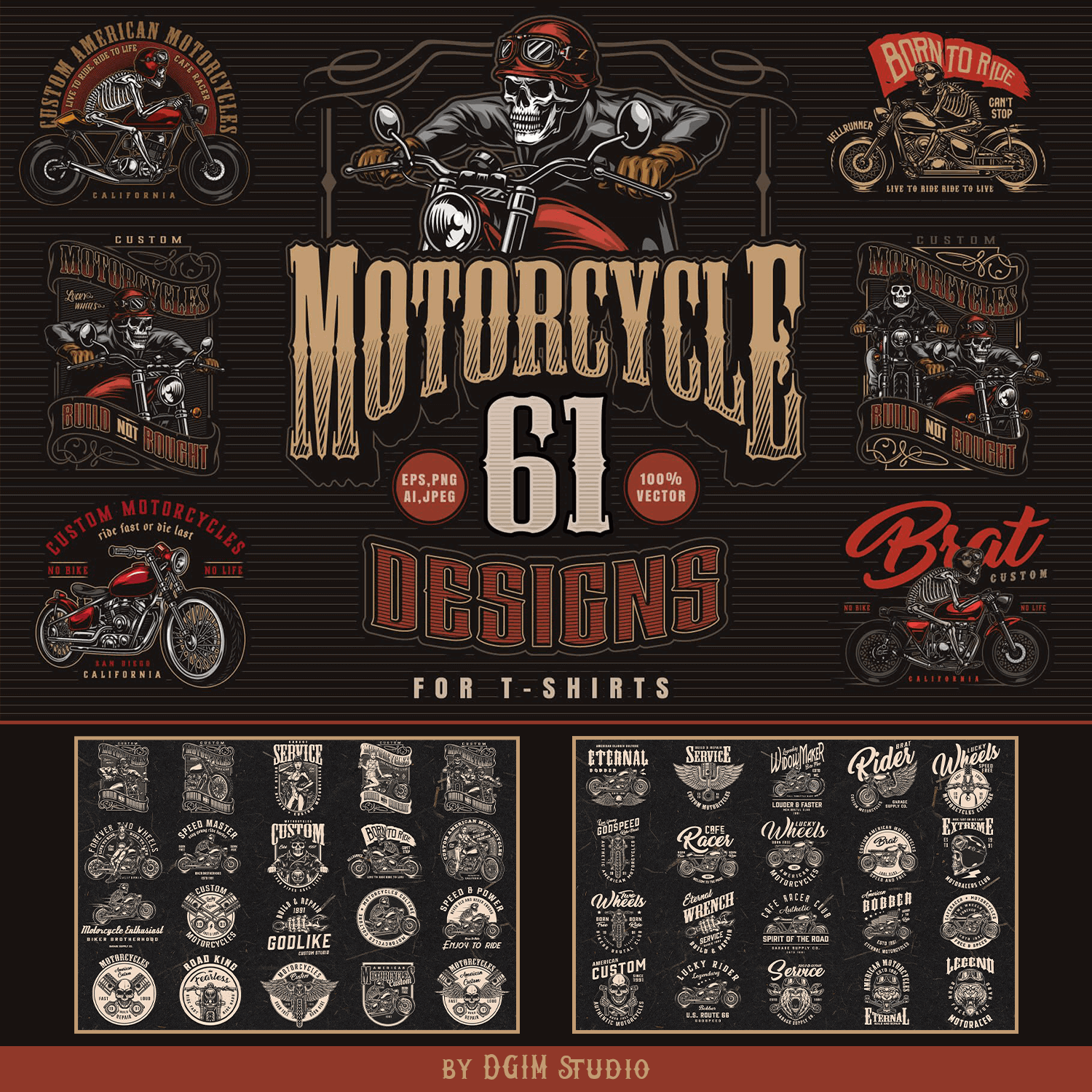 Logos of motorcycle 61 designs for T-shirt.