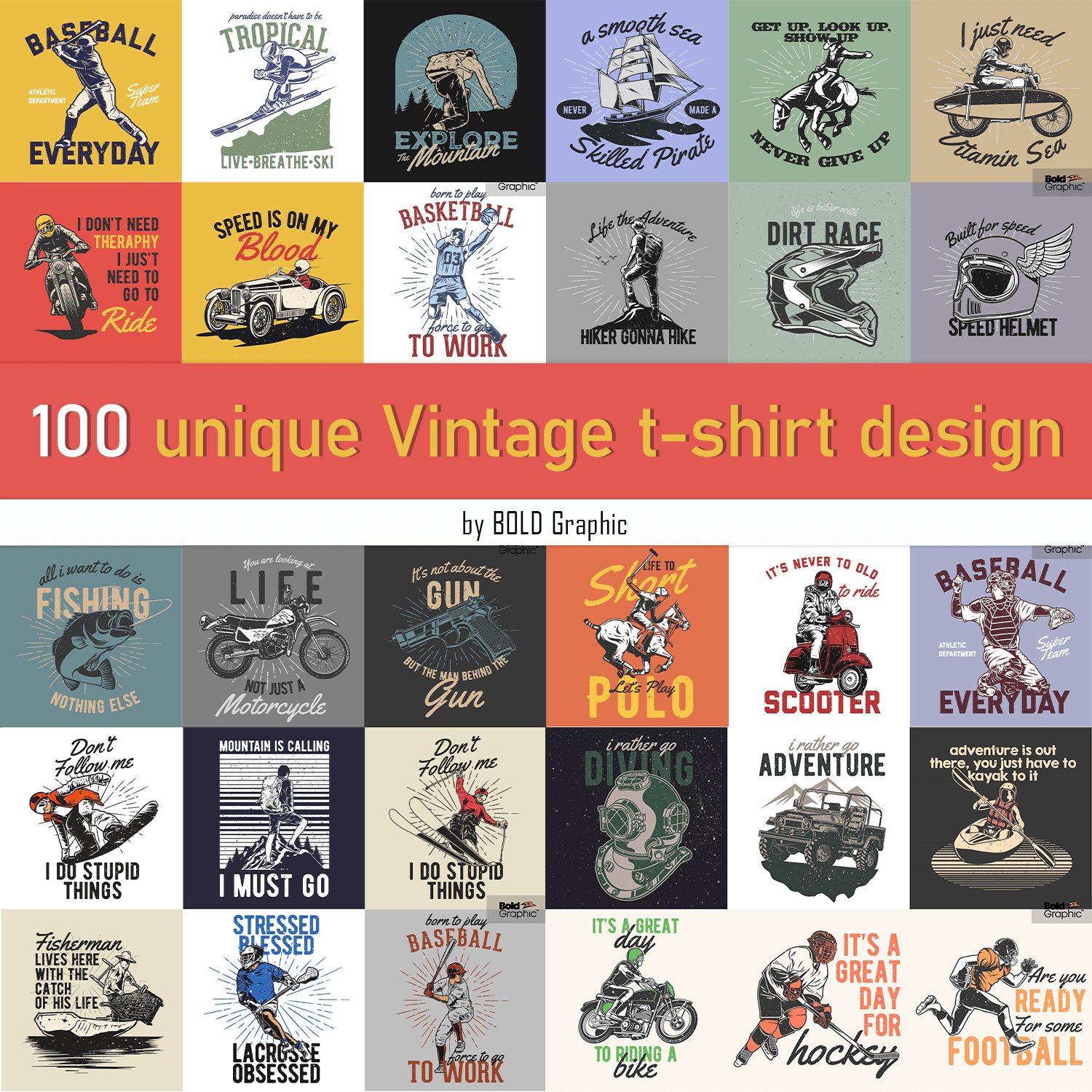 100 Unique Vintage T-shirt Design.