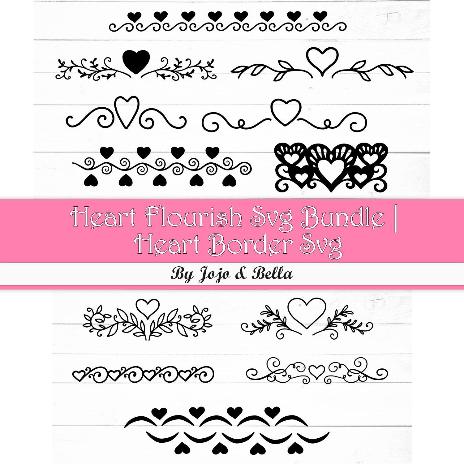 12 Heart Stencils SVG, Printable Heart SVG Design
