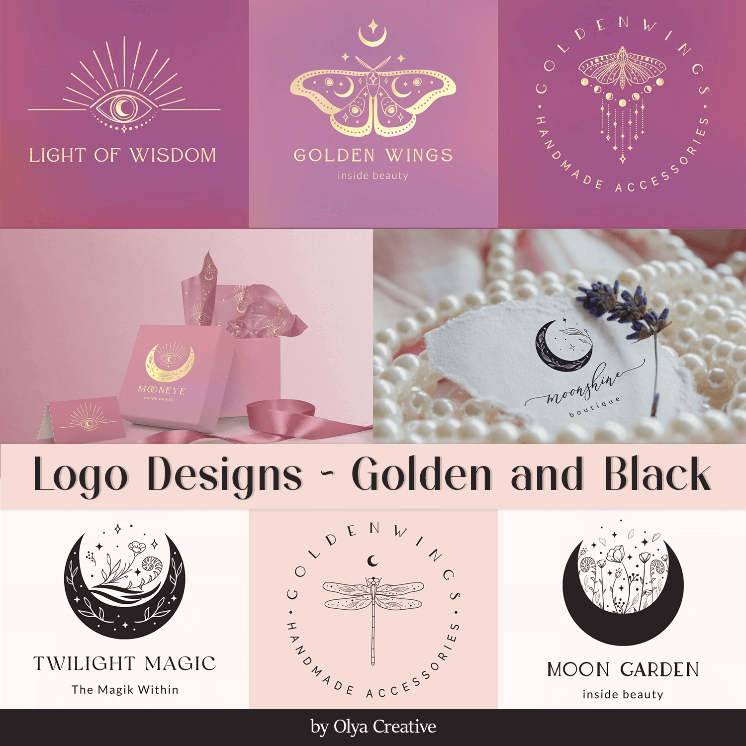 Logo designs - golden and black.