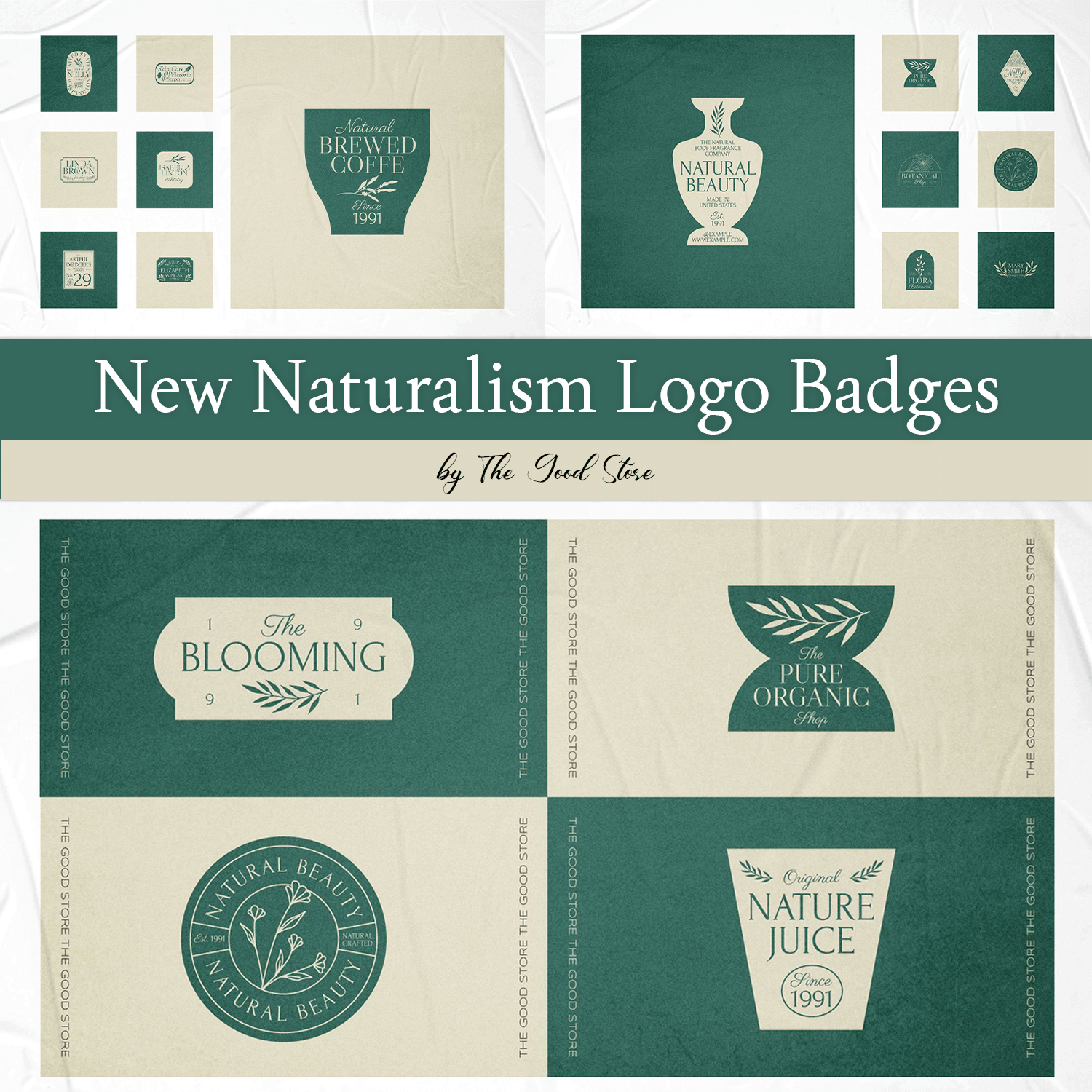 Natural brewed coffee, natural beauty, original nature juice and other uses of new naturalism logo badges.
