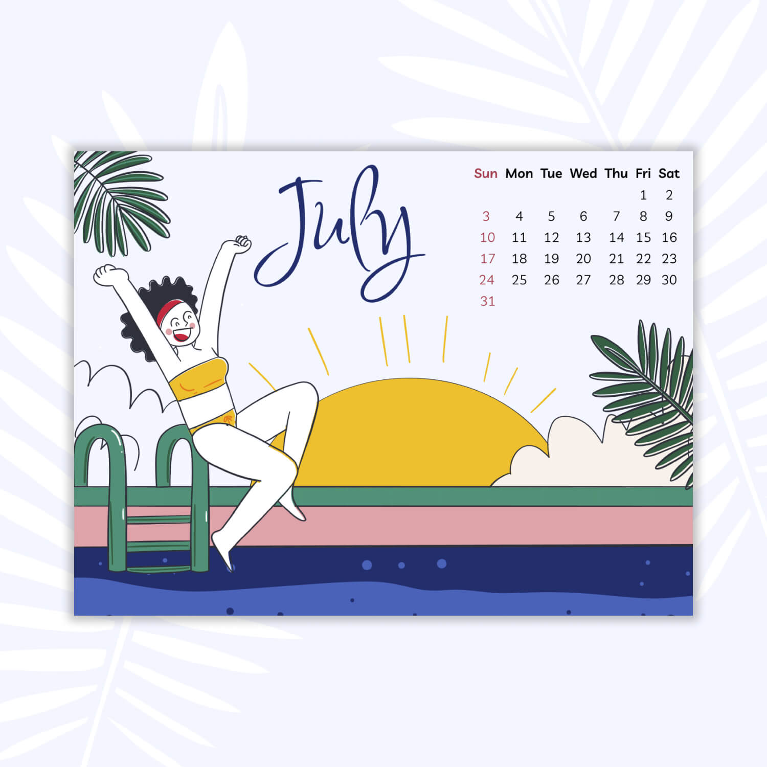 Free Printable July Calendar previews.