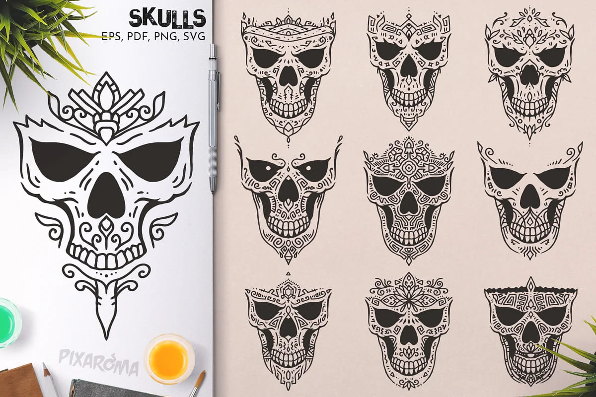 100 decorative skulls, can use for rockers.