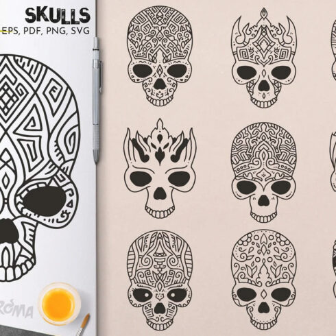 100 Decorative Vector Skulls | Master Bundles