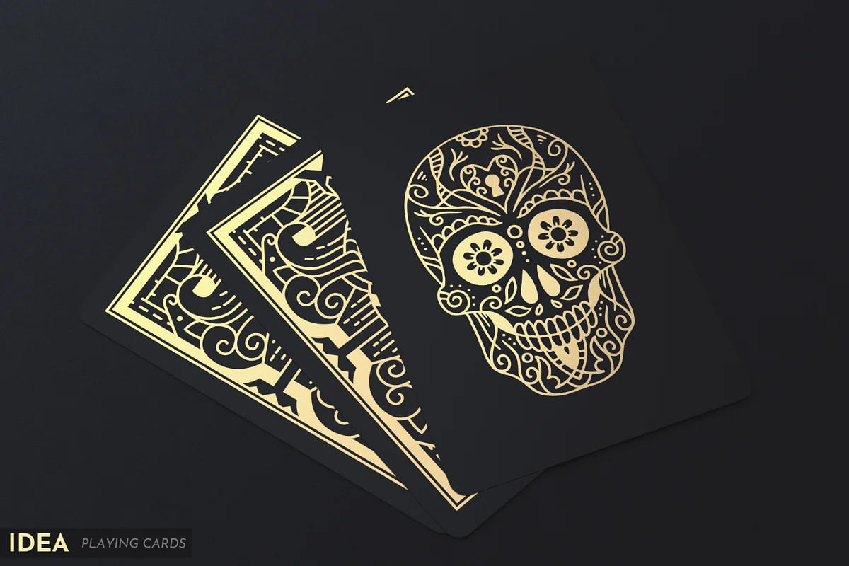 100 decorative skulls, playing cards mockup.