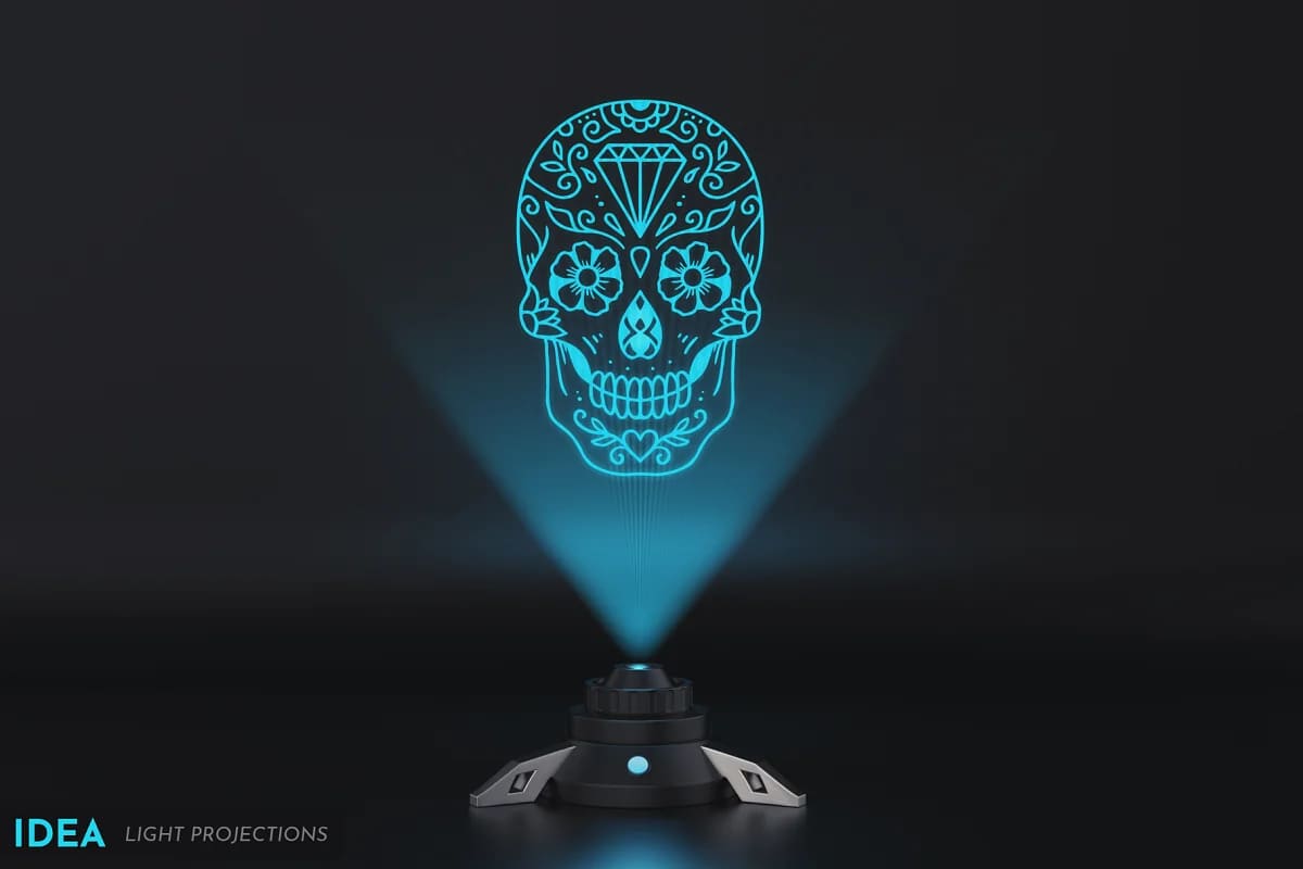 100 decorative skulls, use for light projections.