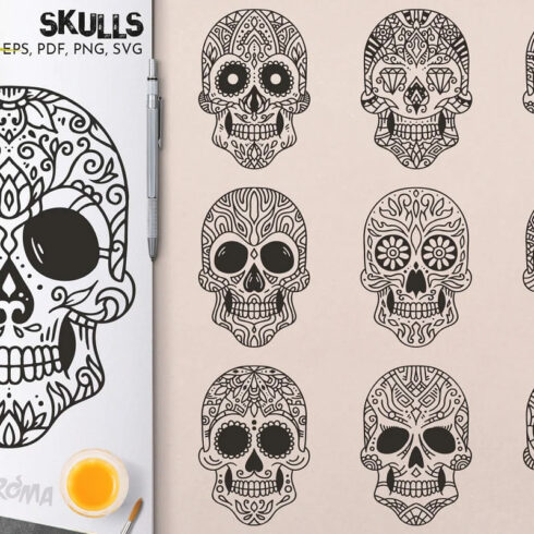 100 Decorative Vector Skulls | Master Bundles