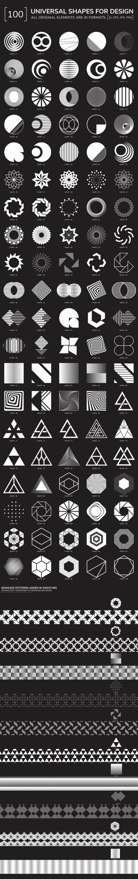 Beautiful black and white drawings of various shapes for any prints.