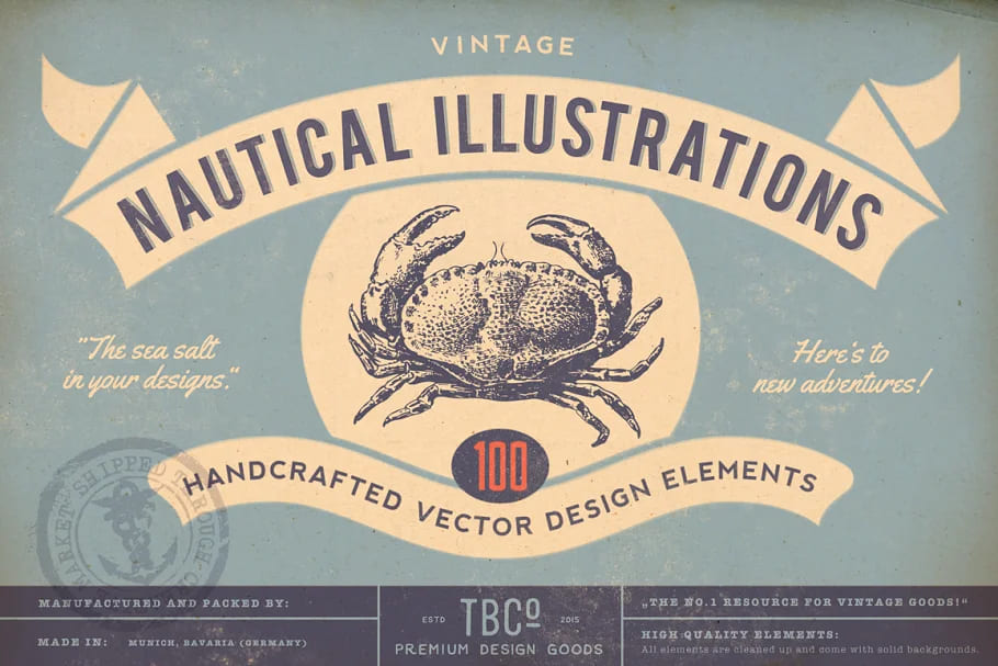 100 Vintage Nautical Illustrations facebook image.
